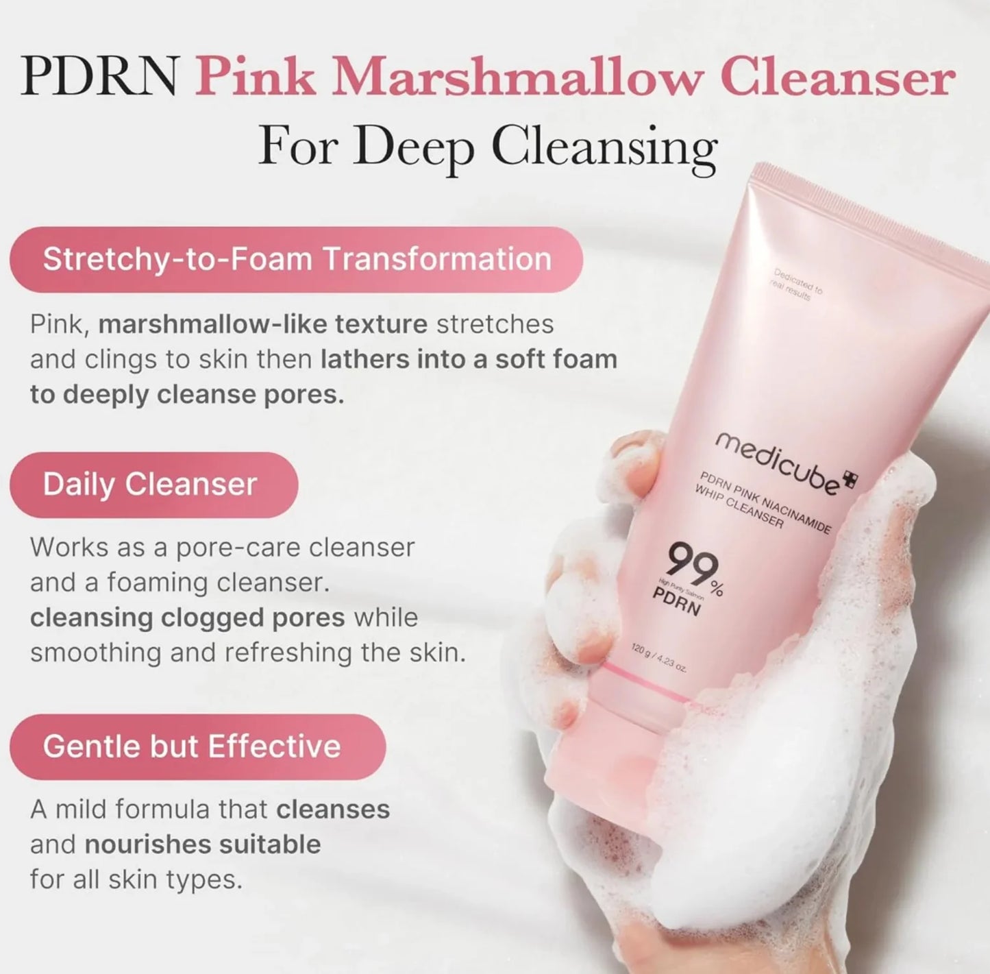 MEDICUBE PDRN Pink Niacinamide Whip Cleanser